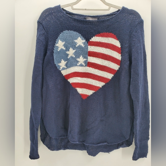 WOODEN Ships HEART FLAG CREW COTTON, Darkest Indigo Size S/M - Picture 3 of 9